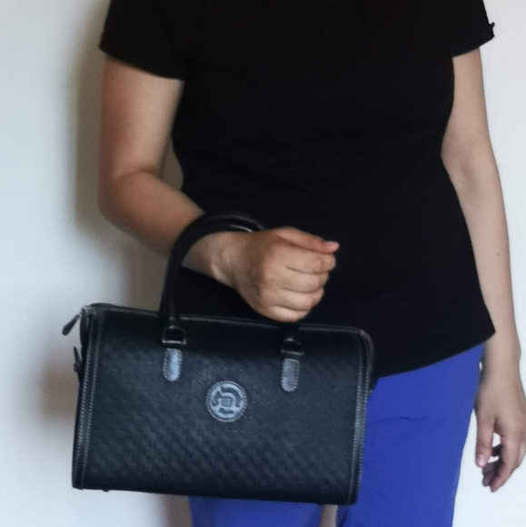 Guy Laroche Black Vintage Doctor Hand Bag Structured Minimalist Purse Carryall - Picture 2 of 8